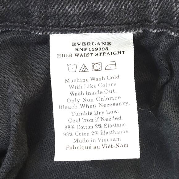 NWOT Everlane High Waist Straight Leg Ankle Denim Jeans Sz. 24x26 Washed Black - Picture 6 of 9